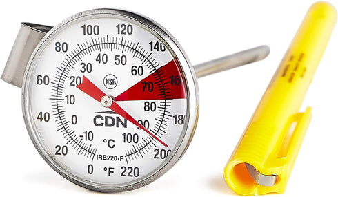 CDN ProAccurate® Instant Read Beverage Frothing Thermometer with Clip for Precise Temperature Measurement, 5" Stainless Steel Stem, Yellow Case (I...
