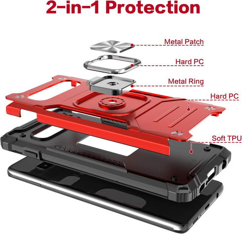 for Galaxy S10 Plus Case,Hybrid Drop Test Cover with Car Mount Kickstand Slim Fit Protective Phone Case for Galaxy S10 Plus,Red...