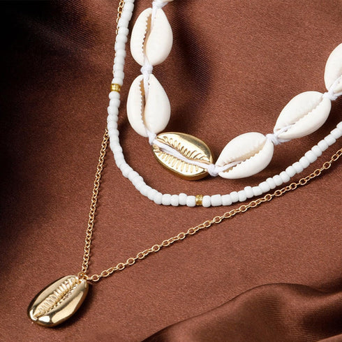 Cowrie Shell Necklace for Women Natural Sea Shell Beads Choker Necklace Adjustable Layered Summer Seashell Beach Necklace for Women Hawaiian Jewel...