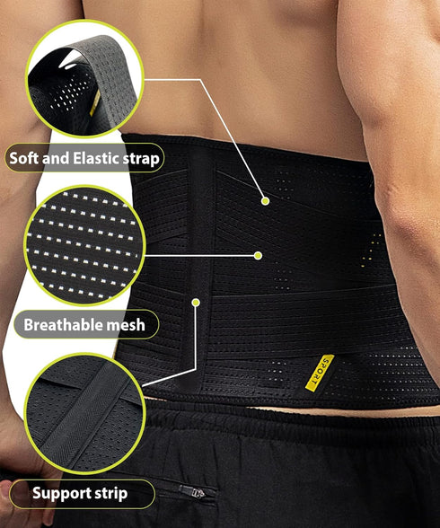 BERTER Lower Back Brace for Lower Back Pain Relief Sciatica for Men & Women, Adjustable Breathable Lumbar Back Support Belt for Herniated Disc, Sc...