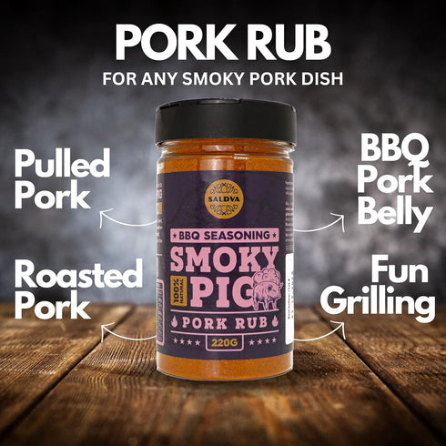 Smoky Pig BBQ Pork Rub - 100% Natural BBQ Seasoning - Perfect Blend Of Spices For Smoky BBQ And Grill Pork Dishes - Large Jar (220g)...