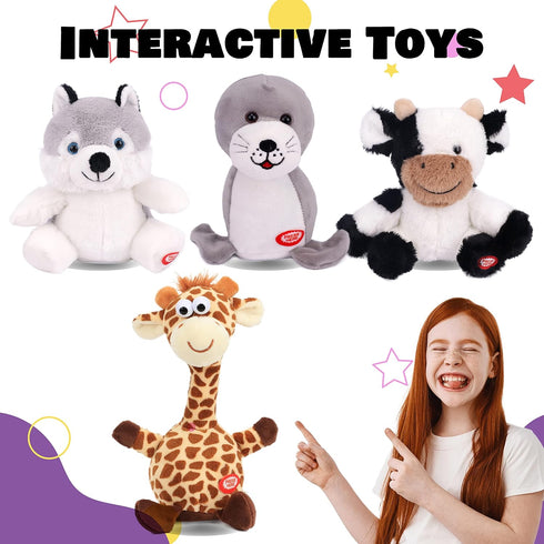 Hopearl Talking Cow Repeats What You Say Shaking Head Electric Interactive Animated Toy Speaking Plush Buddy Birthday Festival for Toddlers, 7''...