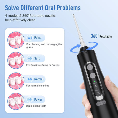 Cordless Water Flosser Teeth Cleaner Dental Oral Irrigator Picks Portable and Rechargeable 310ml Water Tank IPX7 Water Proof for Home and Travel I...