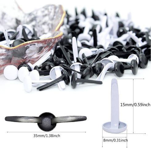 Bestartstore 200pcs 8x15mm Black and White Metal Brads Paper Fastener Brads Scrapbooking Card Making DIY Paper Art Craft Brads...