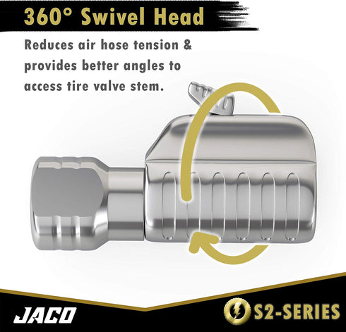 JACO Lightning S2-Series Tire Air Chuck - 1/4" F-NPT (Open Flow) (2-Pack)...