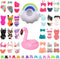 BARWA 12 Items 5 Psc Swimsuits Bathing Clothes Bikini One Piece with 2 Pool Floaties with 5 Shoes for 11.5 inch Doll...