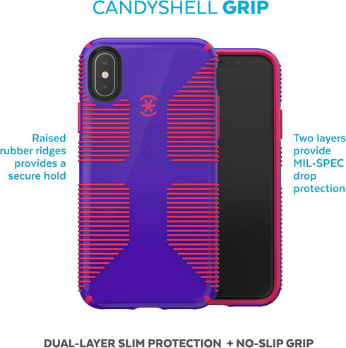 Speck Products CandyShell Grip iPhone Xs/iPhone X Case, Ultraviolet Purple/Ruby Red...