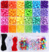 GREENTIME 700Pcs Pony Beads for Bracelet Making Kit, 600Pcs/24 Colors Plastic Rainbow Hair Bead and 100pcs Letter Beads Charms for DIY Craft Jewel...