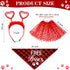 6 Pcs Valentines Day Dog Costume Set Including 2 Pcs Red Heart Headband 2 Pcs Buffalo Plaid Pet Bandana 2 Pcs Red Tutu Skirt, Cupid Headband Dog T...
