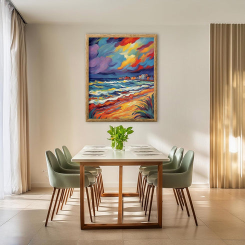 Posterizer 1 pcs- sea and beach themed oil painting style print 9-Landscape & Nature Art-Floral Botanical Art- Decor for Home & Office- unframed w...