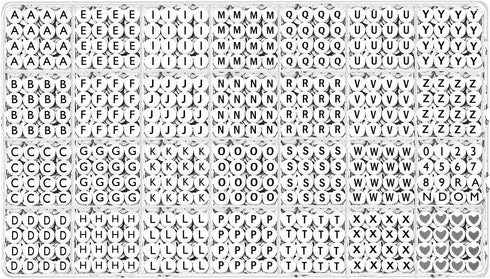 Alphabet Beads A-Z 1400Pcs Letter Beads, Acrylic 4x7mm Round Letter Beads Kits,Black Digit and Colorful Smile Beads for Bracelets Necklaces DIY Je...
