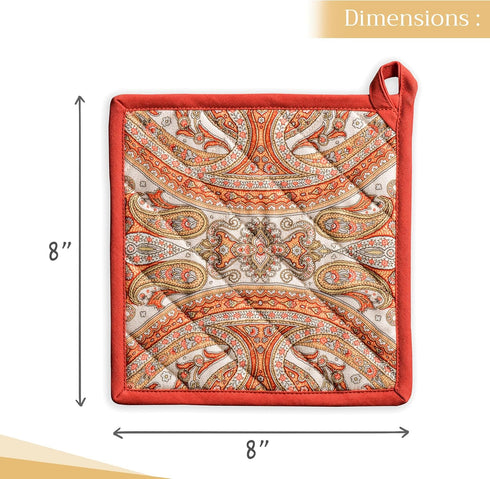 Maison d' Hermine Pot Holders Set 100% Cotton Heat Resistant Potholders 8" x 8" Hot Pads with Loop BBQ, Cooking, Baking, Grilling, Kitchen, Handli...