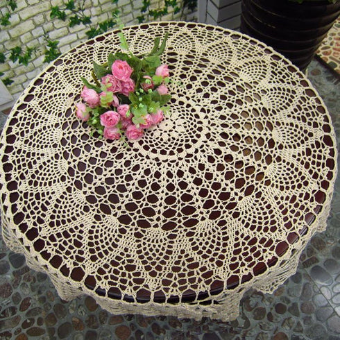 KEPSWET Cotton 36 inch Round Sunflower Beige Handmade Crochet Lace Tablecloth Doily...