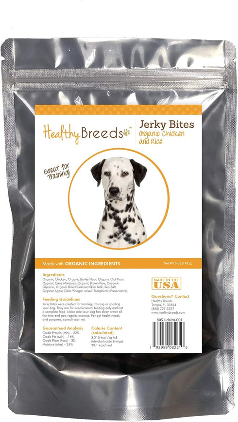 Healthy Breeds Dalmatian Jerky Bites Chicken & Rice Recipe Dog Treats 5 oz...