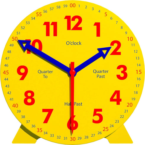 Kids Telling Time Practice Learning Clock, 4 Inch Size Teaching Handheld Analog Clock, Geared Movement Makes Fingers Move Like Real Clocks, for Sc...