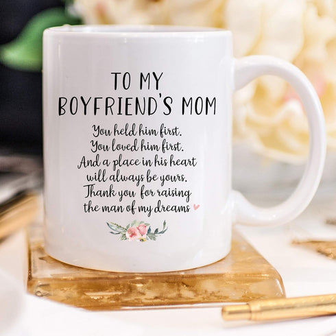 YouNique Designs To My Boyfriends Mom Mug, 11 Ounces, Boyfriends Mom Coffee Mug for Boyfriends Mom, Boyfriend Mom Cup from Girlfriend (White), 11 ...