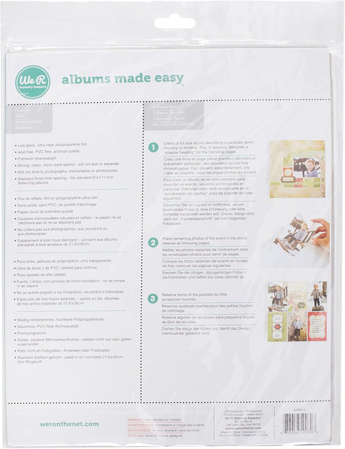 We R Memory Keepers Scrapbooking 8.5x11 Page Protectors, 10 Pack, Non-Glare, Compatible with Standard 8.5x11 3 Ring Albums, Perfect for Scrapbooki...