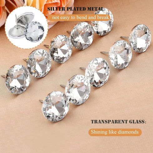 Mgoodoo 20PCS Crystal Diamond Upholstery Tacks, 30mm(1-3/16'') Decorative Furniture Pins Nails Studs for Tufted Headboard Bed Sofa Corkboard Home ...