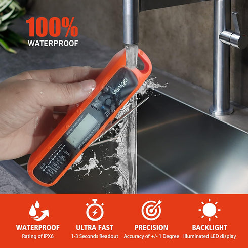Venigo Digital Meat and Food Thermometer for Cooking and Grilling, Waterproof Instant-Read Cooking Thermometer, Kitchen Probe Thermometer for Baki...