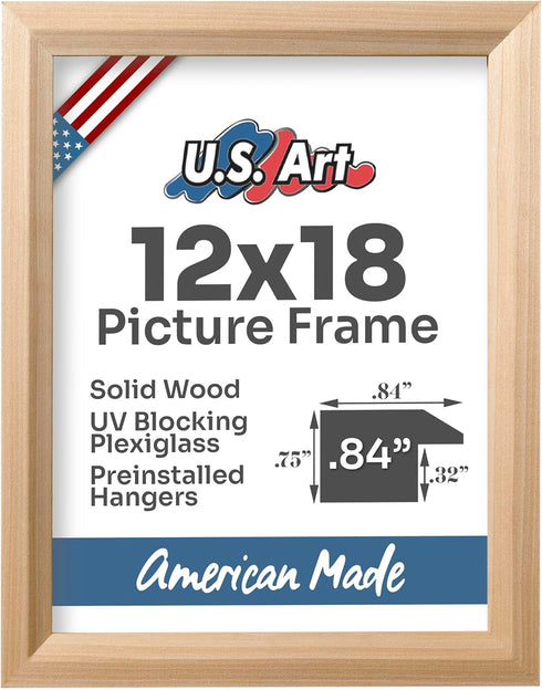 Unfinished Raw Wood 12x18 Picture Frame Beveled .84" Inch Wide - Unfinished Raw Wood Wall Decor Handmade Solid Wood Frames with Preinstalled Hange...