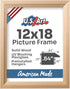 Unfinished Raw Wood 12x18 Picture Frame Beveled .84" Inch Wide - Unfinished Raw Wood Wall Decor Handmade Solid Wood Frames with Preinstalled Hange...
