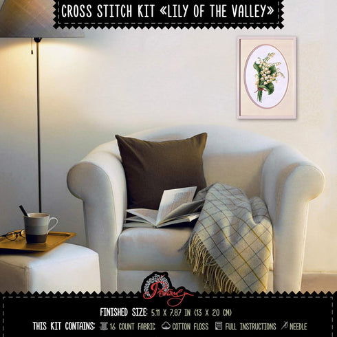 Povitrulya Counted Cross Stitch Kit for Adults 'Lily of The Valley' - Embroidery Set with May Lily Flower Bouquet...