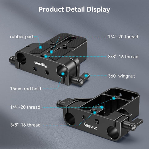 SmallRig Camera Base Plate with 15mm LWS Rod Rail Clamp, Baseplate for Sony A6500 A6600 A6300, for Canon R5 R6, for Sony A7SIII / A7III, Both for ...