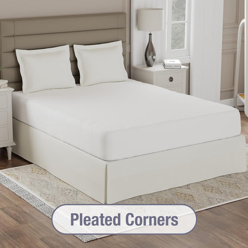 Lux Hotel Tailored Bed Skirt Classic 14" Drop Length Pleated Styling, Full, Ivory...
