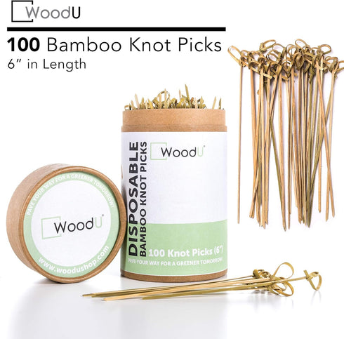 Bamboo Skewers for Appetizers 6" 100 Pcs - Wooden Cocktail Picks - Fancy Toothpicks for Parties...