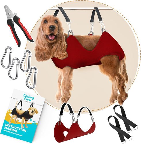 Dog Grooming Hammock – Sturdy & Safe Dog Hammock for Grooming with Durable Carabiner Clips & Straps – Soft, Comforting Dog Grooming Harness – Pet ...