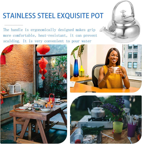 PRETYZOOM Stainless Steel Tea Pot with Infuser,Tea Kettle 14cm Stovetop Teapot Hot Water Pot Teapot Blooming and Loose Leaf Tea Maker Tea Brewer f...