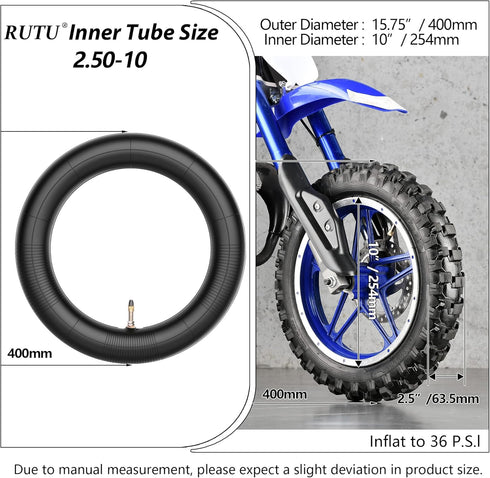 RUTU 2.50/2.75-10 Dirt Bike Tubes TR4 straight valve Compatible with Off-Road Kids' Motorcycles, XR50 CRF50 PW50 SX500 Razor MX500 MX650 Dirt Bike...