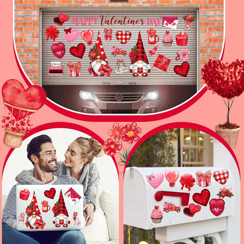 30 Pcs Valentine's Day Refrigerator Magnets Refrigerator Sticker Gnome Heart Love Garage Door Magnets Sticker Car Reflective Magnet for Valentine'...