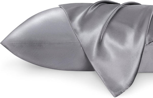 Bedsure King Size Satin Pillowcase Set of 2 - Dark Grey Pillow Covers for Hair and Skin with Envelope Closure, Similar to Silk Pillow Cases, Gifts...