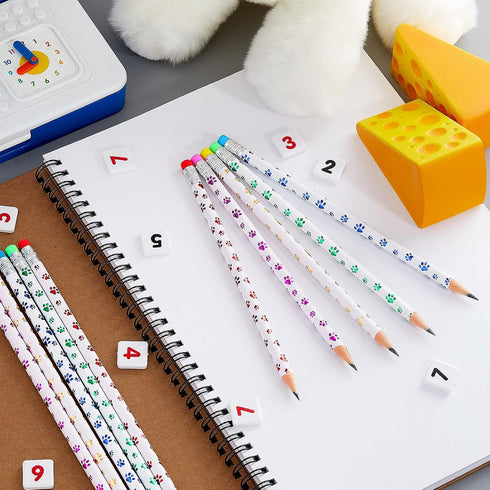 Chinco Paw Print Pencils Dog Paw Pencils Wooden Writing Novelty Pencils with Erasers for Kids Doggy Party Favors Welcome Back to School Party Supp...