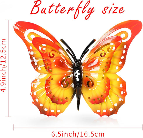 Yungeln Metal Butterfly Wall Decor 3D Butterflies Wall Art Hanging Sculpture Metal Butterfly Outdoor Wall Art Decor for Patio,Fence, Garden,Yard,O...