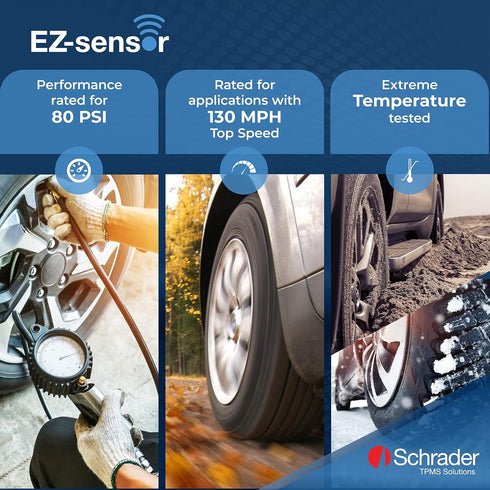Schrader 33500 EZ-Sensor Single SKU (314.9 MHz, 315 MHz, and 433 MHz) Programmable Snap-in Fixed Angle Valve Tire Pressure Monitoring Sensor (TPMS...