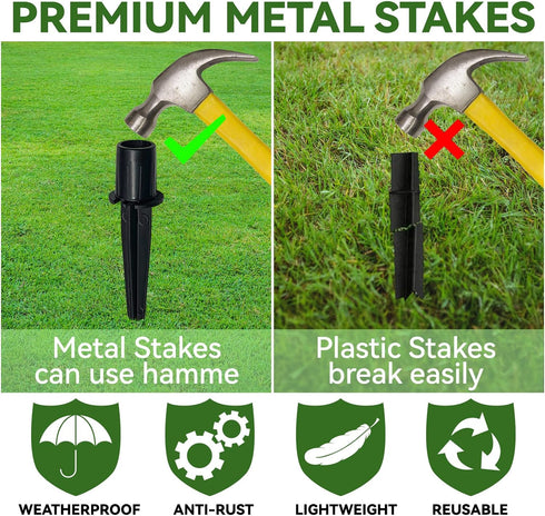 10 Pack Metal Replacement Stakes for Solar Lights Outdoor, 0.78" x 5.35" Solar Pathway Lights Spike Replacer, Outdoor Ground Stakes for Garden Lig...