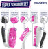 Scrub Brush Set of 3pcs - Cleaning Shower Scrubber with Ergonomic Handle and Durable Bristles - Grout Cleaner Brush - Scrub Brushes for Cleaning B...