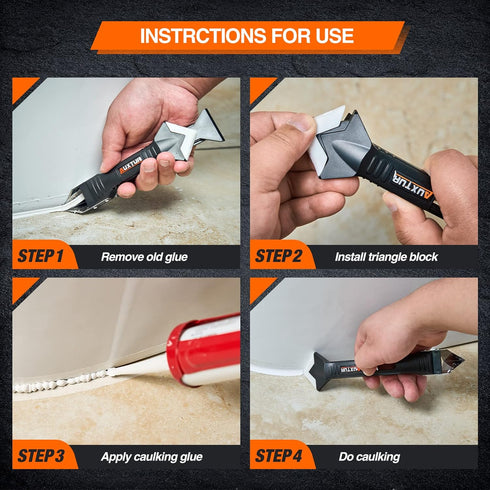 Silicone Caulking Tool, 3 in 1 Caulking Finishing Tool Kit(Stainless Steelhead), Grout Removal Tool, Caulk Remover for Bathroom, Kitchen, Floor, W...