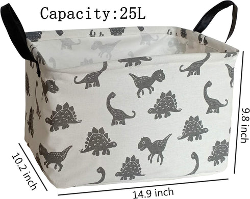 Rectangular Storage Bin Shelf Basket Canvas Fabric Toy Box,Waterproof Coating Nursery Hamper with Handles,Gift Basket for Home,Office,ClothesBooks...