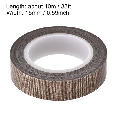 uxcell Heat Resistant Tape High Temperature Tape PTFE Film Adhesive Tape 15mm Width 10m 33ft Length Brown...