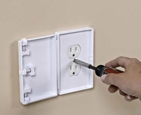 Baby Toddler Pet Resistant Electrical Safety Cover Guard for Home and Business, Made in USA, Traditional Outlet (1 Count, White)...