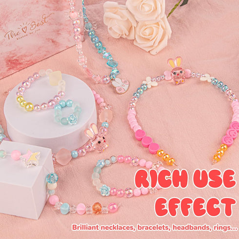 Girls Bracelet Jewelry Making Kit Beads, 400+ Pieces Various Shapes and Colorful Colors, Dazzling Frosted Beads Glossy Transparent Beads Pendant, ...