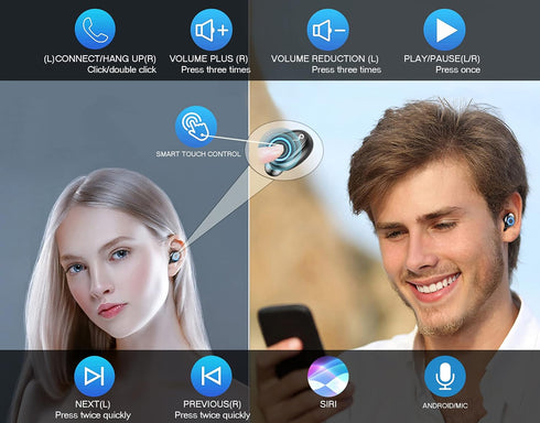 Wireless Earbuds for All Cell Phones, Tabs and Laptops -IPX7 Waterproof V5.3 Bluetooth Headphones with Mic & 40+H Backup -Active Noise Cancelling ...