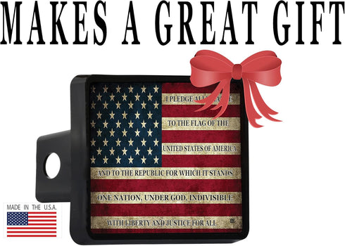 Rogue River Tactical USA American Flag Trailer Hitch Cover Plug US Patriotic Vintage Pledge of Allegiance...