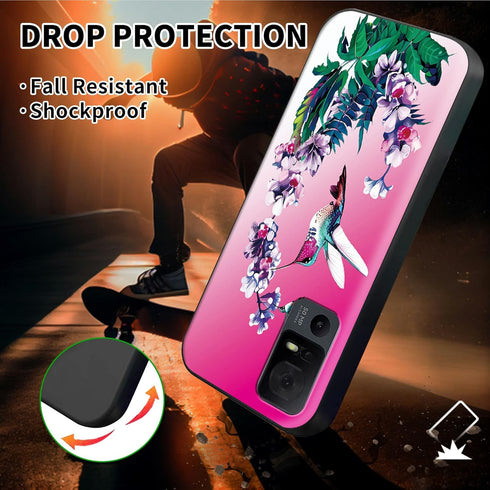 for TCL 40XL Phone Case 6.75" Hummingbird Girl Design Screen Protector Portable Kickstand Soft Slim Lightweight for TCL 40 XL Case TPU Cover......