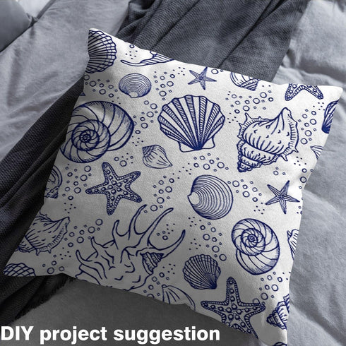 Shell Fabric by The Yard, Nautical Upholstery Fabric, Ocean Starfish Seashell Decorative Fabric, Sea Circle Bubble Indoor Outdoor Fabric, DIY Art ...