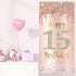 Happy 15th Birthday Door Banner Decorations for Girls, Pink Rose Gold 15 Birthday Party Backdrop Door Cover Sign Supplies, Fifteen Year Old Birthd...
