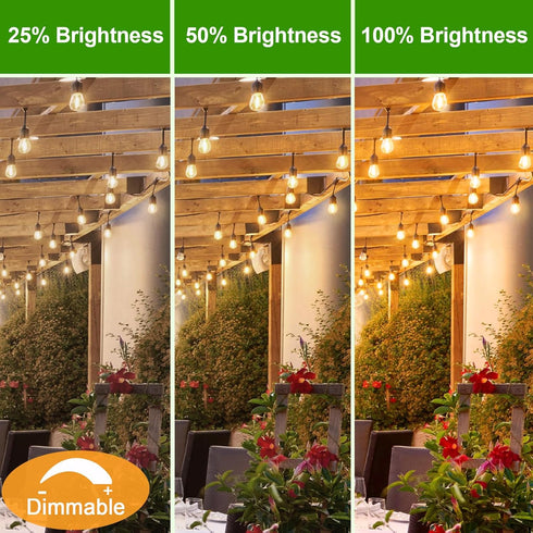 15 Pack Dimmable LED S14 Replacement Light Bulbs, Waterproof 1W Vintage Edison Bulbs for Outdoor Patio Garden String Lights, E26 Regular Medium Sc...